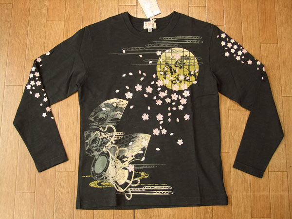 長袖Tシャツ ロンtee 和柄 舞花魁桜刺繍 KWT64065: 華鳥風月(かちょう