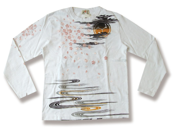 長袖Tシャツ 桜+石川五右衛門刺繍 KWT64067 和柄ロンtee: 華鳥 長袖Tシャツ 桜+石川五右衛門刺繍 KWT64067 和柄ロンtee: 華鳥